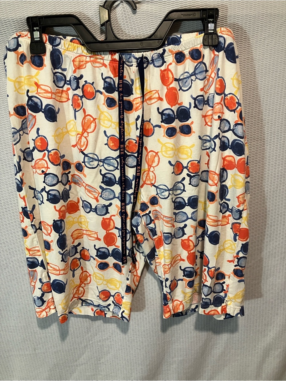 HUE White Lounge Shorts with Navy, Orange & Yellow Sunglasses Print - Picture 9 of 9
